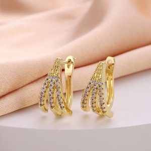 Gold Crystal Wing Copper Plated Earrings