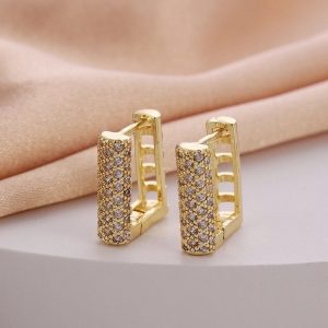 Bar Huggie Copper Plated Hoop Earrings