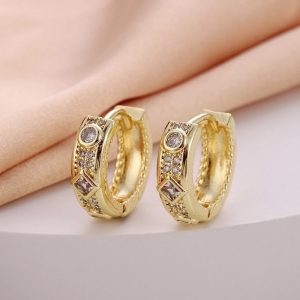 Antique Pattern Copper Plated Hoop Earrings