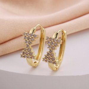 1 Pair Casual Minimalist Geometric Flower Bow Knot Plating Copper Hoop Earrings