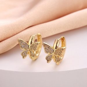 1 Pair Casual Minimalist Butterfly Copper Plated Hoop Earrings