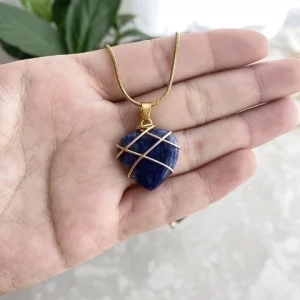 Lady Heart Shape Crystal Knitting Charms Natural Blue Pattern-without Chain