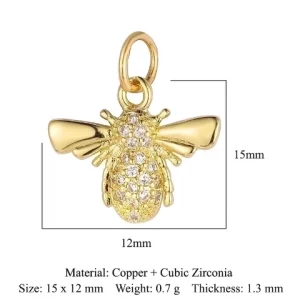 Heart Shape Copper Plating Inlay Zircon 18k Gold Plated Charms