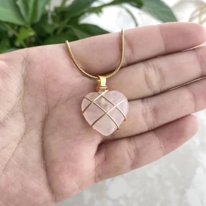 Lady Heart Shape Crystal  Knitting Charms Natural Pink Crystal-without Chain