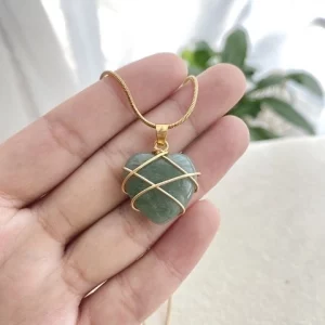 Lady Heart Shape Crystal Knitting Charms Green Aventurine-without Chain