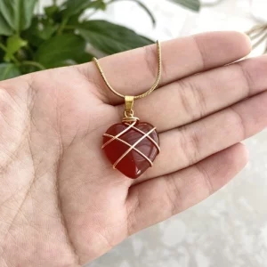 Heart Shape Crystal Knitting Charms Natural Red-without Chain