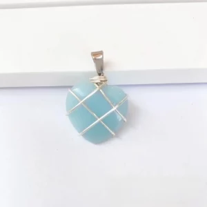 Lady Heart Shape Crystal Knitting Charms Silver Thread-luminous Lake Blue-without Chain