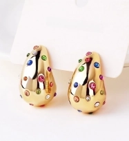 Brass tear drop mulit-color gemstones