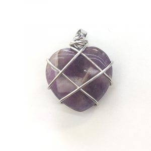 Lady Heart Shape Crystal Knitting Charms Natural Amethyst-without Chain